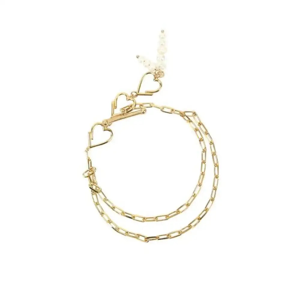 Bloom x Dewey Desert - Heart Layered Silver Bracelet - Bloom x Dewey Desert - Jewelry - Harumio