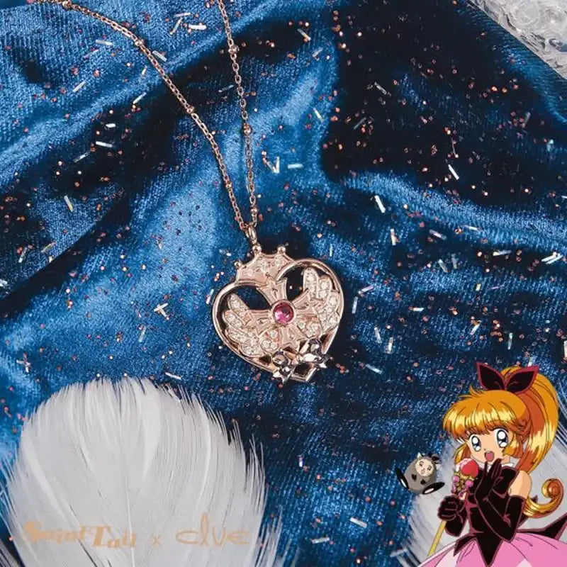 Saint Tail x Clue - Saint Heart Wing Silver Necklace - CLUE - Jewelry - Harumio