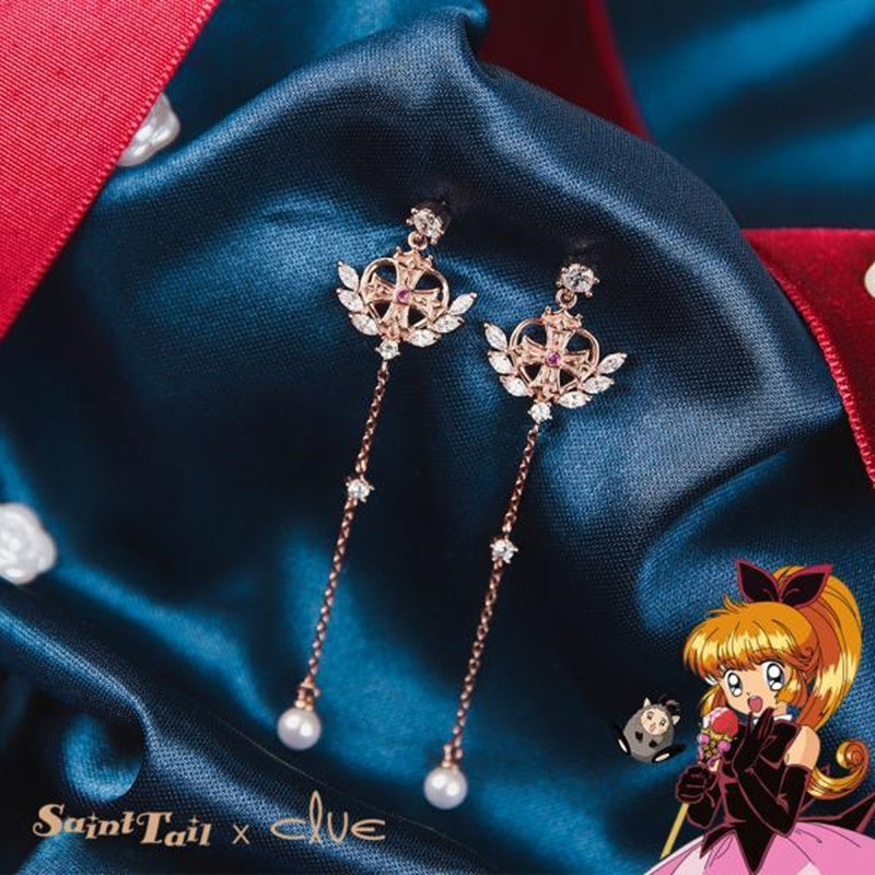 Saint Tail x Clue - Saint Heart Long Drop Silver Earring