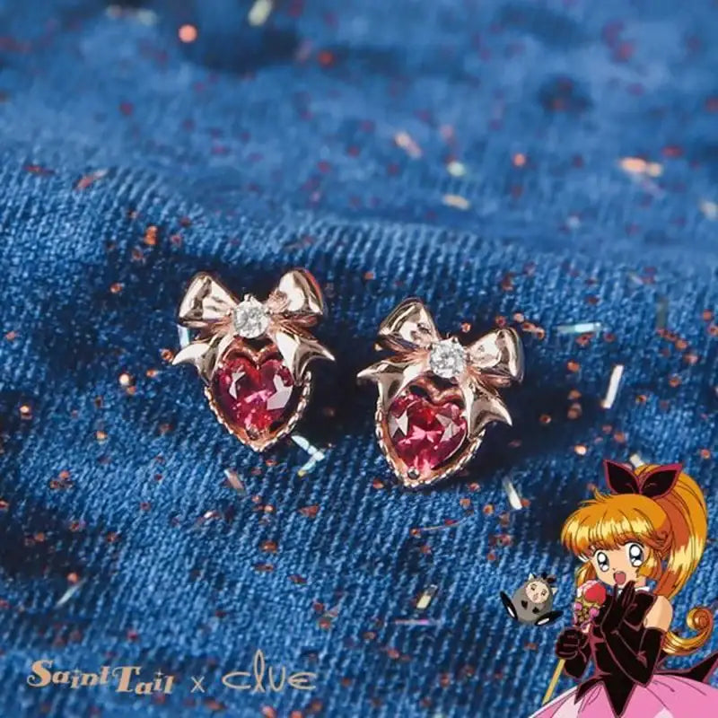 Saint Tail x Clue - Ribbon Heart Silver Earring - CLUE - Jewelry - Harumio