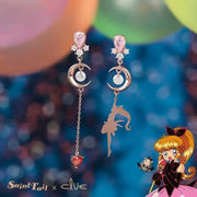 Saint Tail x Clue - Moon Silhouette Silver Earring - CLUE - Jewelry - Harumio