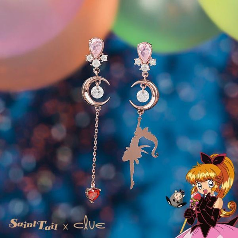 Saint Tail x Clue - Moon Silhouette Silver Earring
