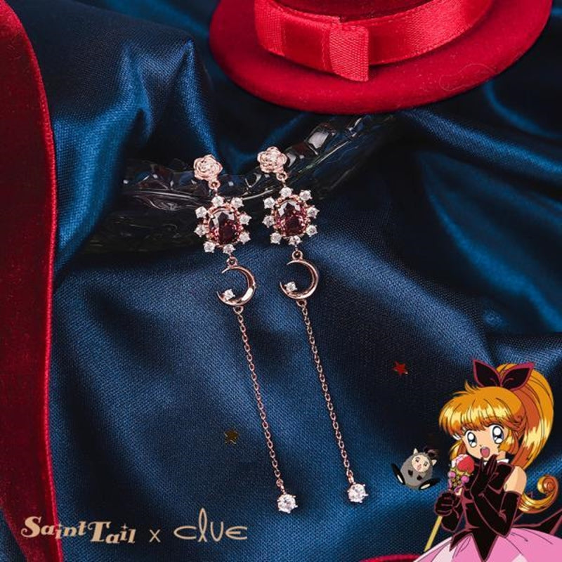 Saint Tail x Clue - Illusion Moon Silver Drop Earring