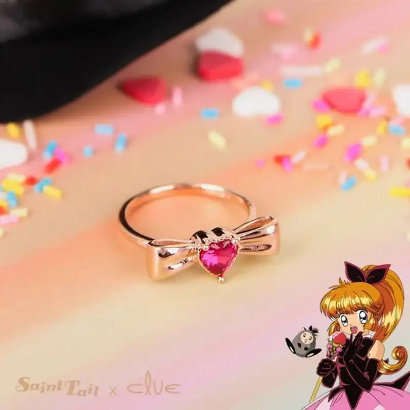Saint Tail x Clue - Saint Heart Ribbon Silver Ring - CLUE - Jewelry - Harumio