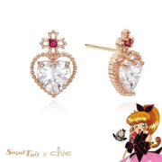 Saint Tail x Clue - Saint Crystal Heart 10K Gold Earrings - CLUE - Jewelry - Harumio