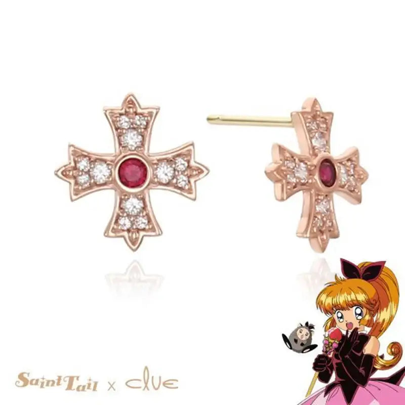 Saint Tail x Clue - Cross 10K Gold Earring - CLUE - Jewelry - Harumio