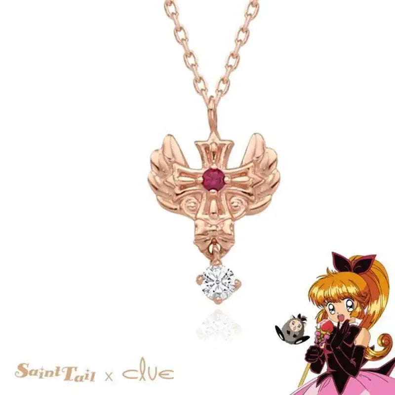 Saint Tail x Clue - Angel Wing Cross 10K Gold Necklace - CLUE - Jewelry - Harumio