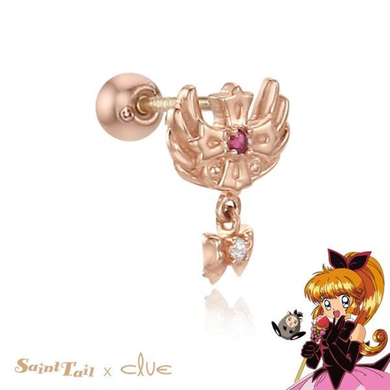 Saint Tail x Clue - Angel Wing Cross With Ribbon 10K Gold Piercing