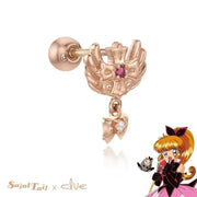 Saint Tail x Clue - Angel Wing Cross With Ribbon 10K Gold Piercing - CLUE - Jewelry - Harumio