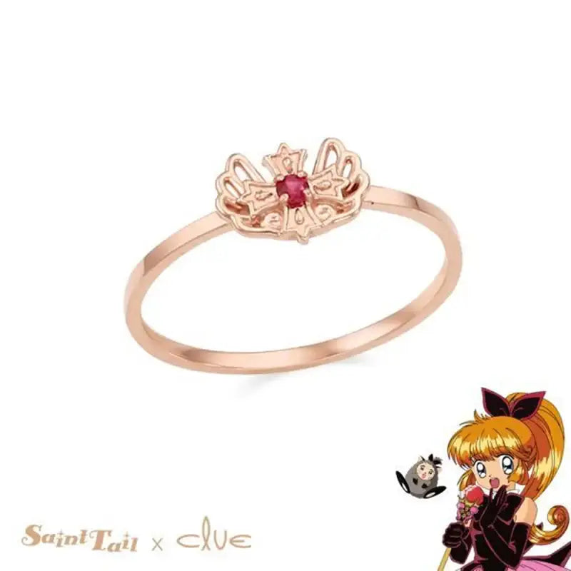 Saint Tail x Clue - Angel Wing Cross 14K Gold Miss Ring - CLUE - Jewelry - Harumio