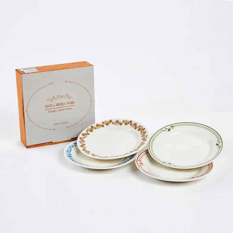 Korean Vintage Pattern Plate 4P Set - Modern House - Kitchenware - Harumio