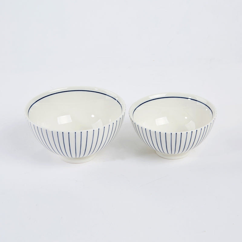 L Blue Line Korean Tableware Set 5P & Bamboo Tray