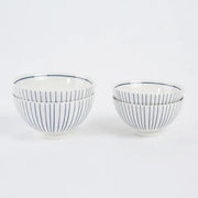 Korean L Blue Line Rice Bowl & Soup Bowl Set For 2 - Modern House - Kitchenware - Harumio