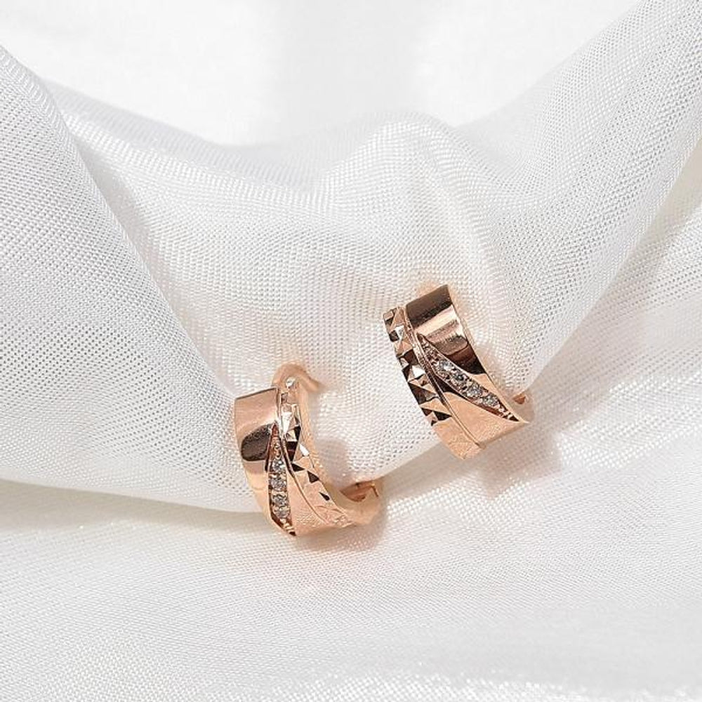 CLUE - Diagonal Cubic One-Touch Ring Earrings