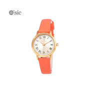 OST - Orange Coral Round Leather Watch - OST - Watch - Harumio