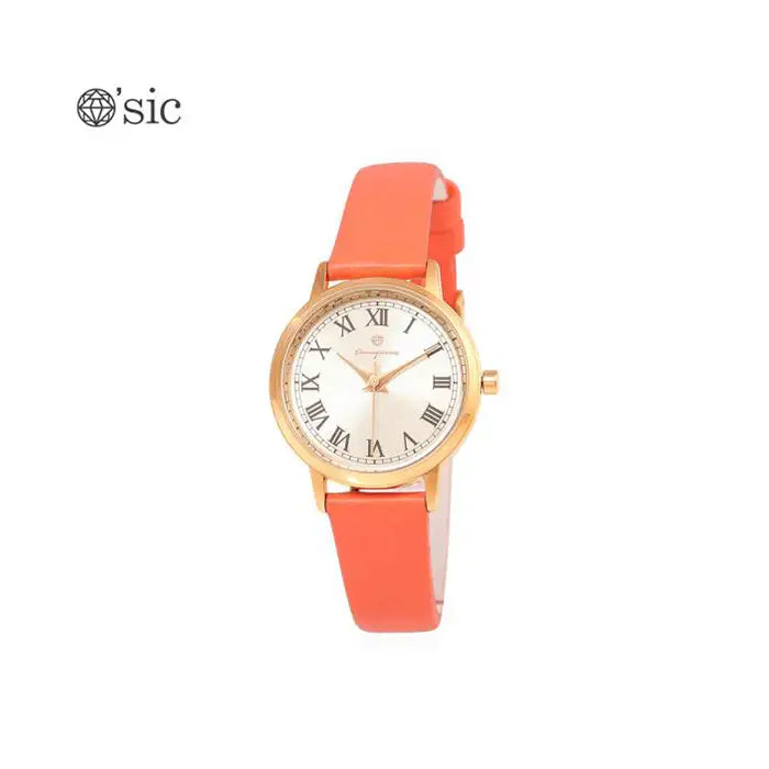 OST - Orange Coral Round Leather Watch - OST - Watch - Harumio