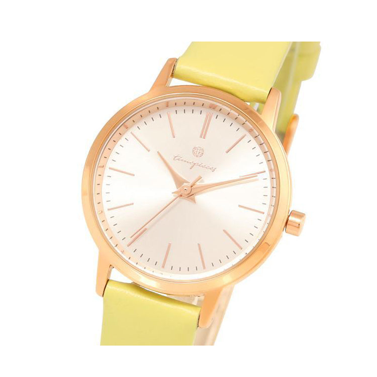 OST - Sunny Yellow Round Leather Watch