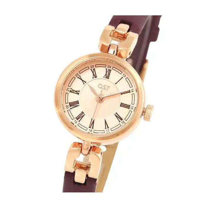 OST - Moonlight Garden Romaji Burgundy Women's Leather Watch