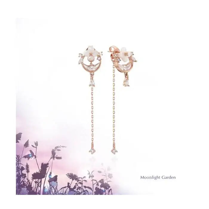 OST - Milky Crescent Mother-of-Pearl Moonlight Garden Silver Earrings - OST - Jewelry - Harumio