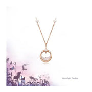 OST - Milky Crescent Moonlight Garden Silver Necklace - OST - Jewelry - Harumio