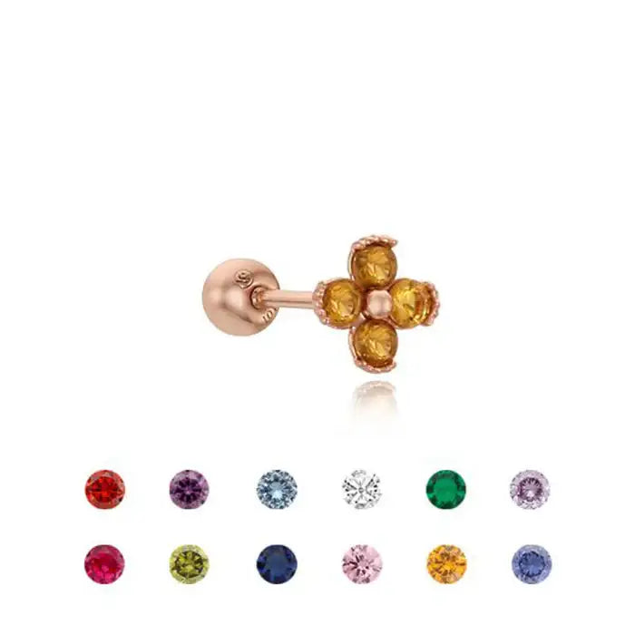 CLUE - Blossom 14K Rose Gold Ear Pierce (Birthstone) - CLUE - Jewelry - Harumio