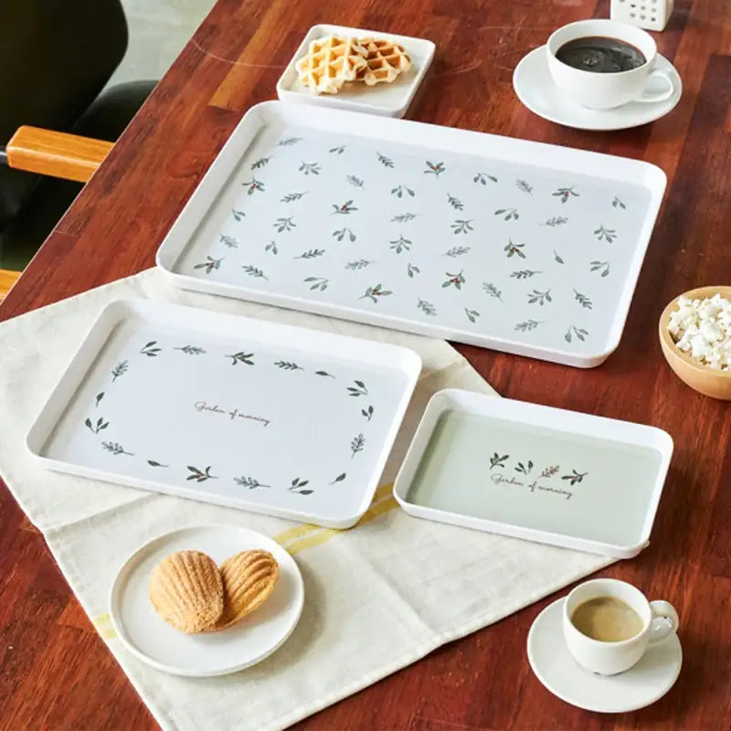 Korean Garden Of Morning Melamine Tray Set - Modern House - Serving Trays - Harumio