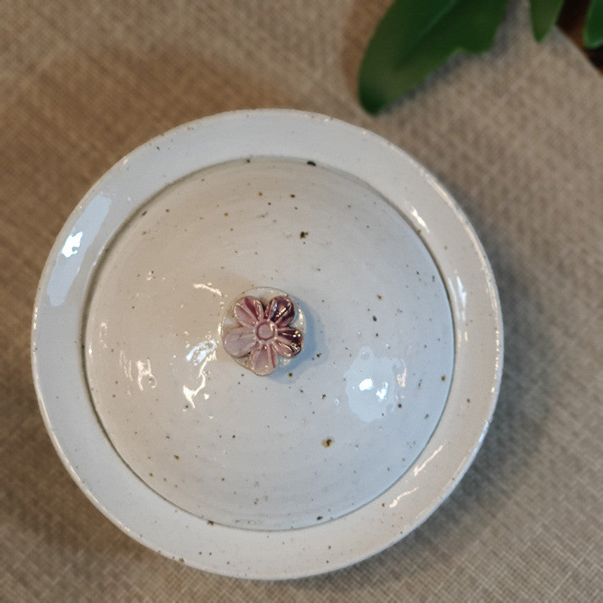 Bosan Pottery - Plum Blossom Porcelain Side Dish Bowl with Lid