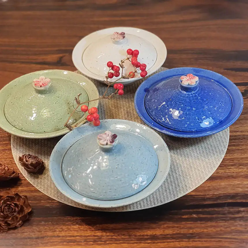 Bosan Pottery - Plum Blossom Porcelain Side Dish Bowl with Lid - Bosan Pottery - Home & Living, Accessories - Harumio