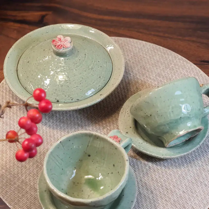 Bosan Pottery - Plum Blossom Porcelain Side Dish Bowl with Lid - Bosan Pottery - Home & Living, Accessories - Harumio