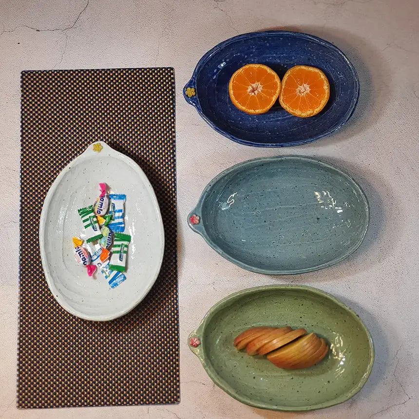 Bosan Pottery - Plum Blossom Porcelain Oval Plate - Bosan Pottery - Home & Living, Accessories - Harumio