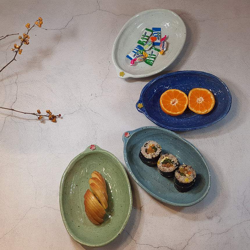 Bosan Pottery - Plum Blossom Porcelain Oval Plate - Bosan Pottery - Home & Living, Accessories - Harumio