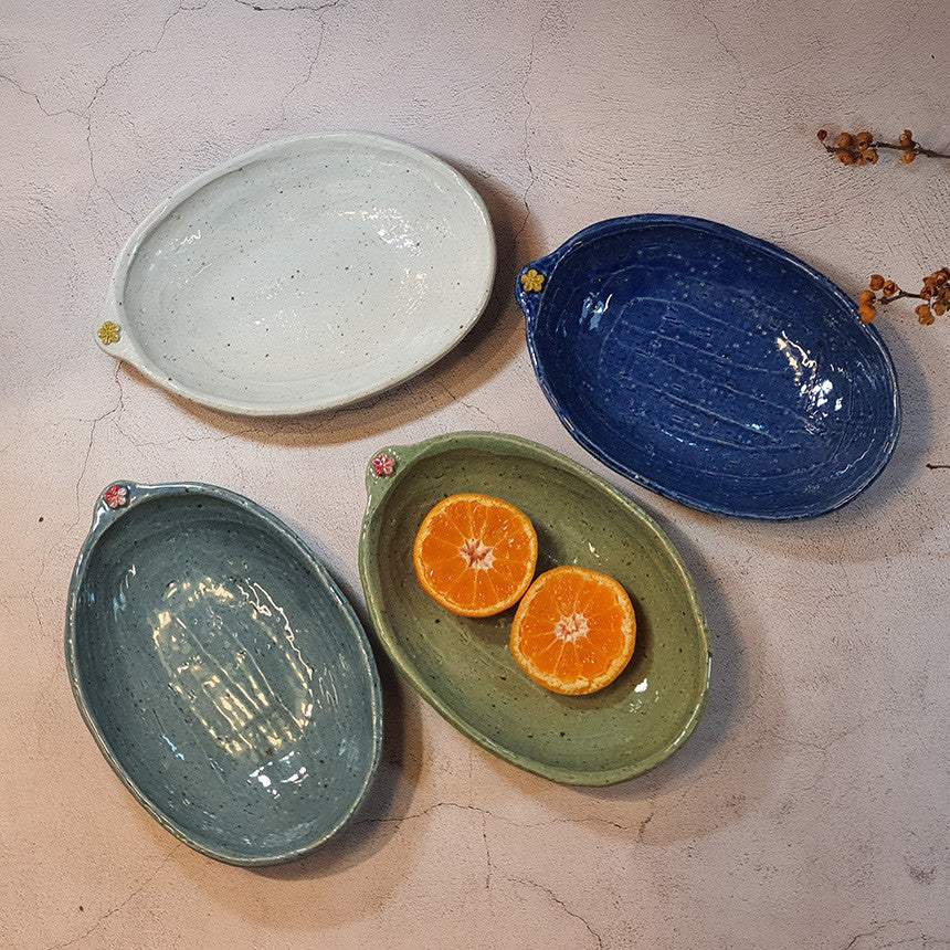 Bosan Pottery - Plum Blossom Porcelain Oval Plate - Bosan Pottery - Home & Living, Accessories - Harumio
