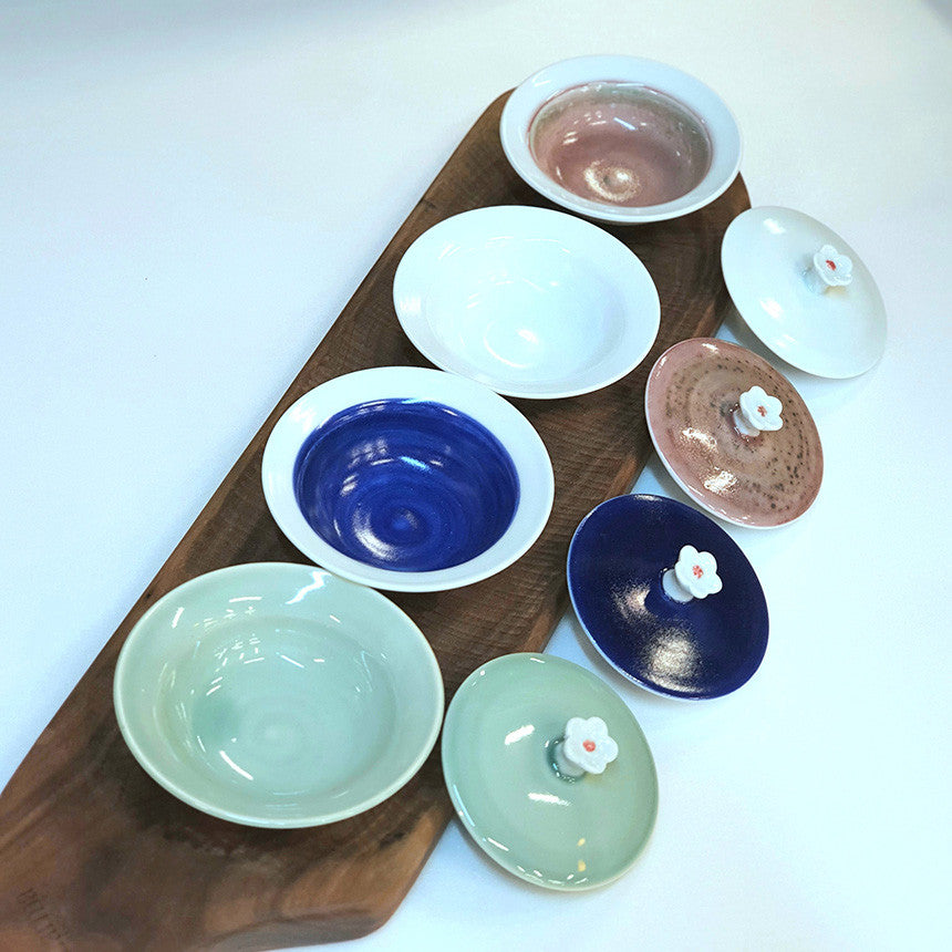 Bosan Pottery - Cobalt Porcelain Soy Sauce Bowl with Lid