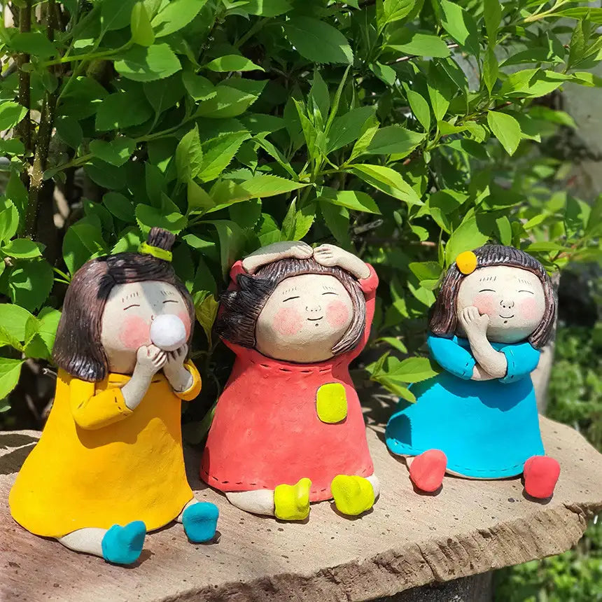 Bosan Pottery - Handmade Earthenware Happy Girl Doll - Bosan Pottery - Home & Living, Accessories - Harumio