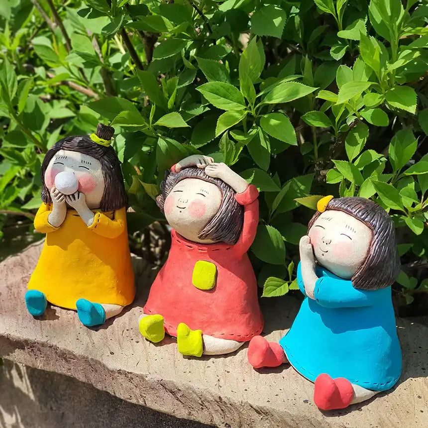 Bosan Pottery - Handmade Earthenware Happy Girl Doll - Bosan Pottery - Home & Living, Accessories - Harumio