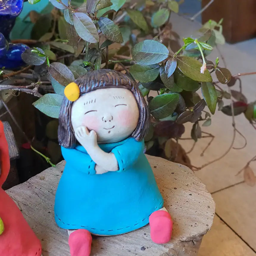 Bosan Pottery - Handmade Earthenware Happy Girl Doll - Bosan Pottery - Home & Living, Accessories - Harumio