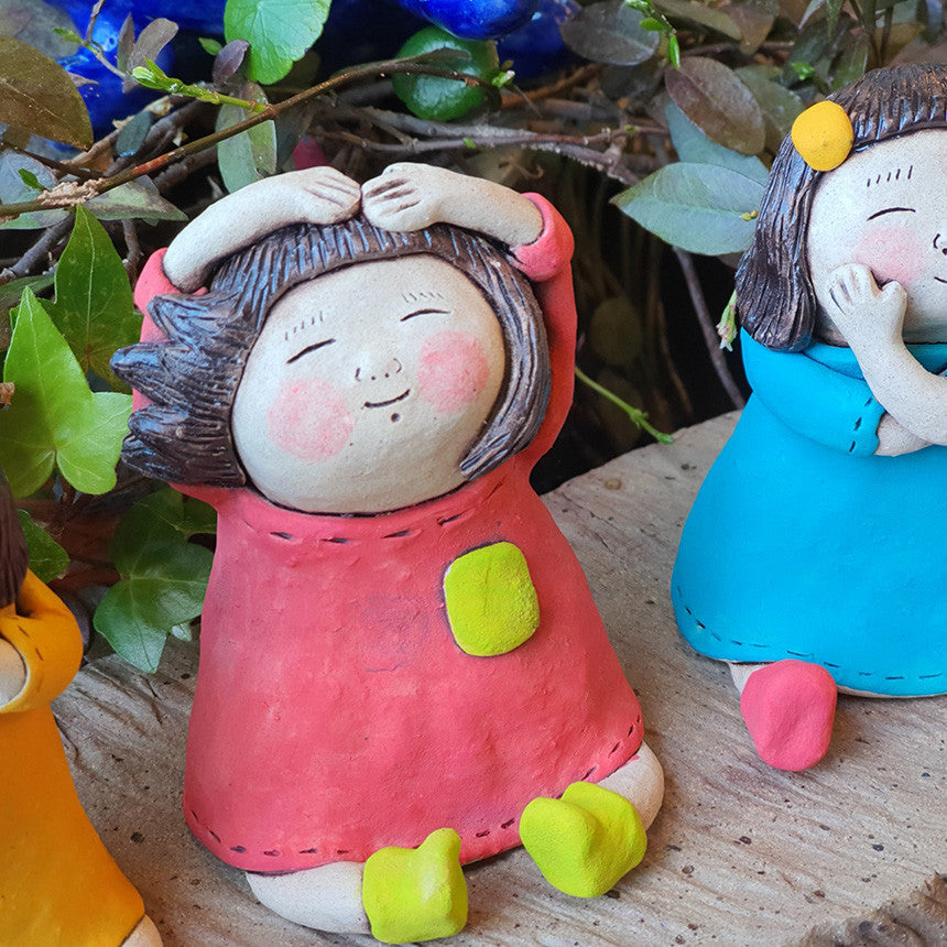 Bosan Pottery - Handmade Earthenware Happy Girl Doll