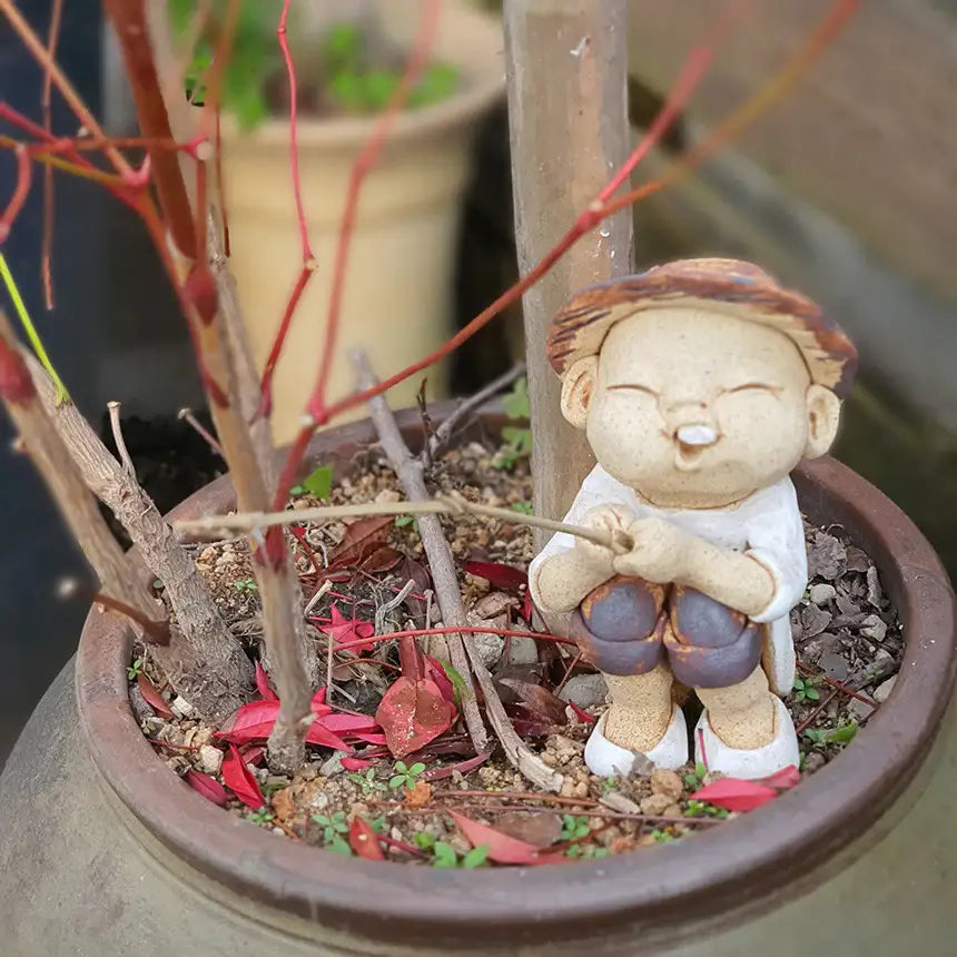Bosan Pottery - Handmade Earthenware Happy Fishing Doll with Rod - Bosan Pottery - Home & Living, Accessories - Harumio