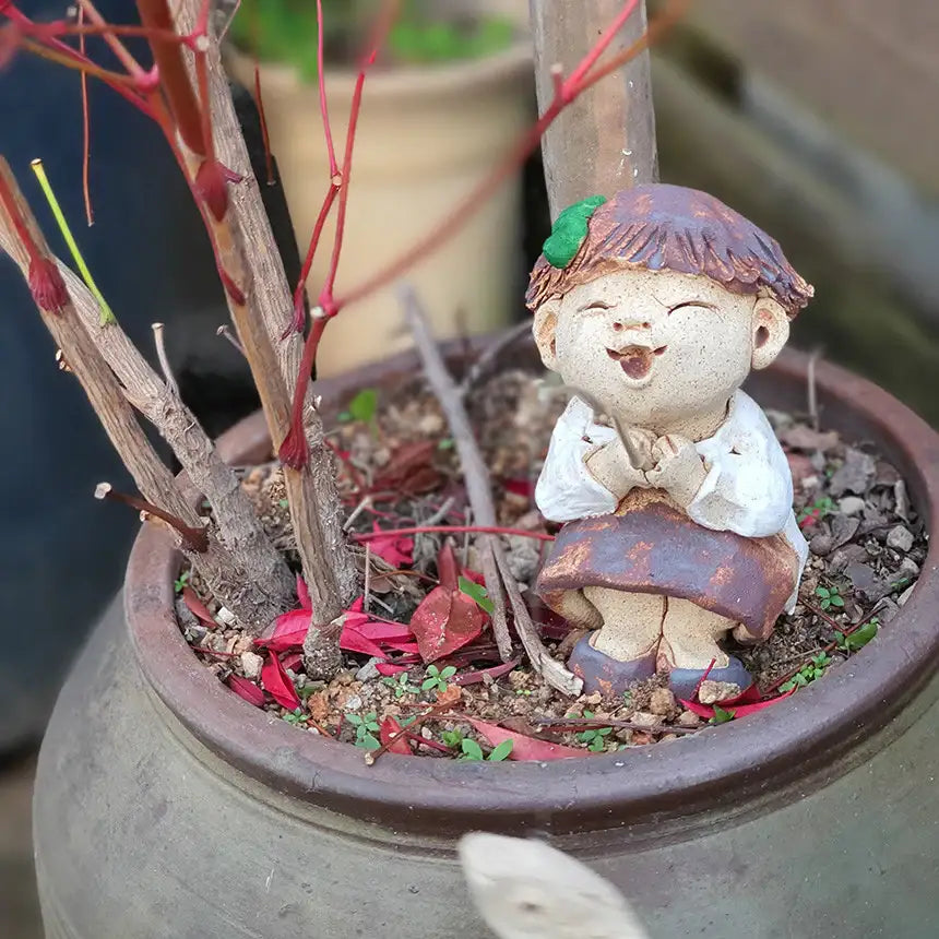 Bosan Pottery - Handmade Earthenware Happy Fishing Doll with Rod - Bosan Pottery - Home & Living, Accessories - Harumio