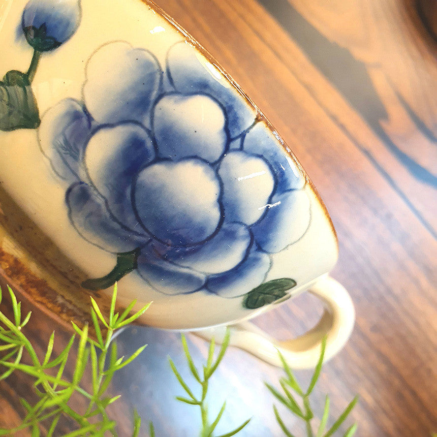 Bosan Pottery - Buncheong Mokdan Porcelain Cafe Latte Cup Set