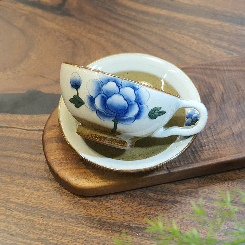 Bosan Pottery - Buncheong Mokdan Porcelain Cafe Latte Cup Set