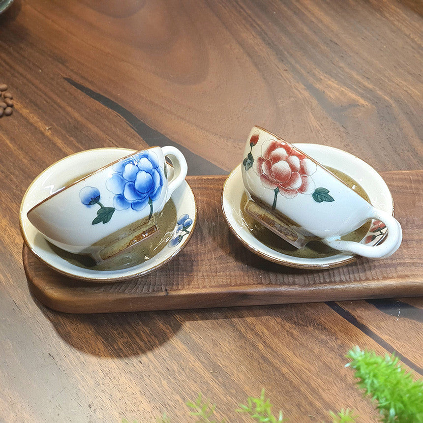 Bosan Pottery - Buncheong Mokdan Porcelain Cafe Latte Cup Set