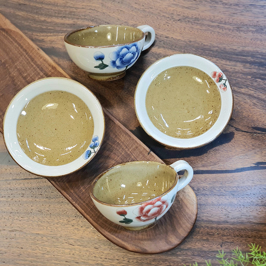 Bosan Pottery - Buncheong Mokdan Porcelain Cafe Latte Cup Set