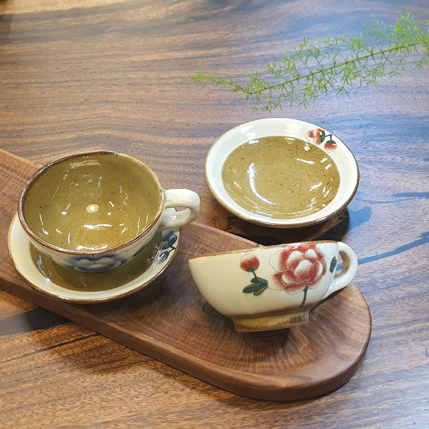 Bosan Pottery - Buncheong Mokdan Porcelain Cafe Latte Cup Set