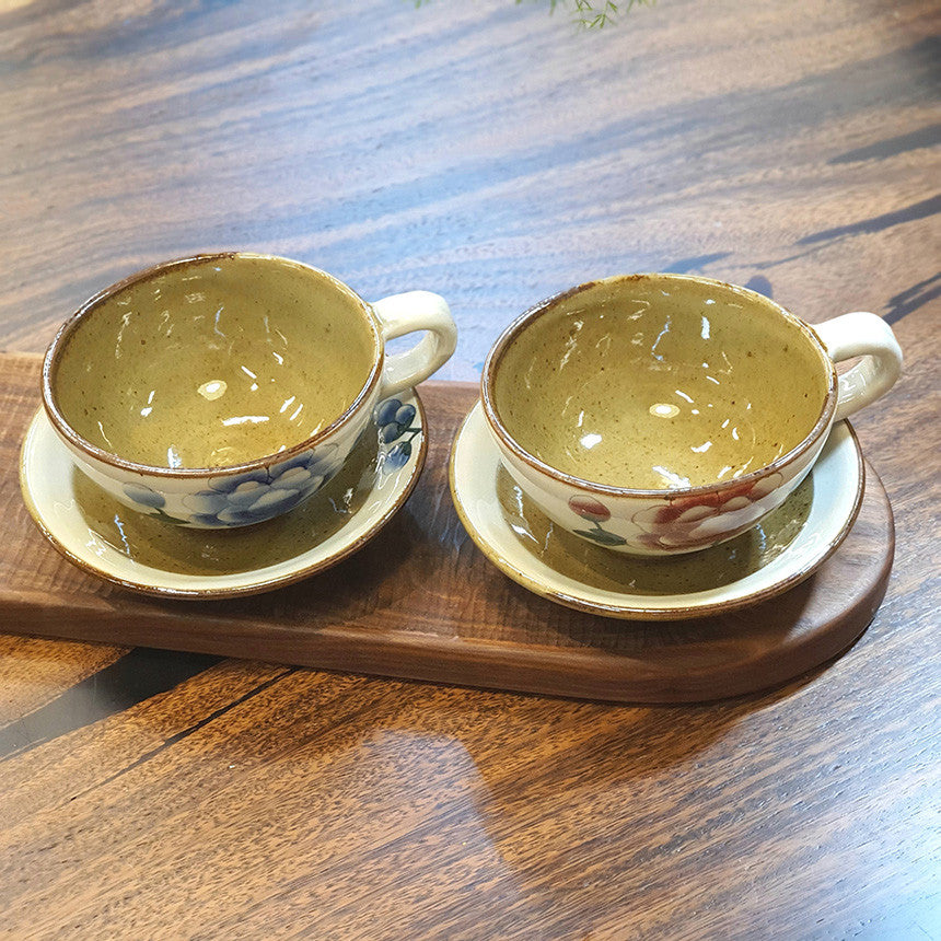 Bosan Pottery - Buncheong Mokdan Porcelain Cafe Latte Cup Set