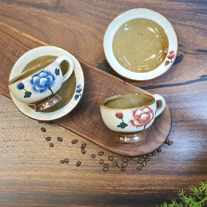 Bosan Pottery - Buncheong Mokdan Porcelain Tea Cup Set - Bosan Pottery - Home & Living, Accessories - Harumio