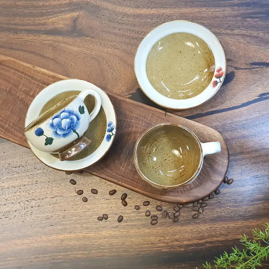 Bosan Pottery - Buncheong Mokdan Porcelain Tea Cup Set - Bosan Pottery - Home & Living, Accessories - Harumio