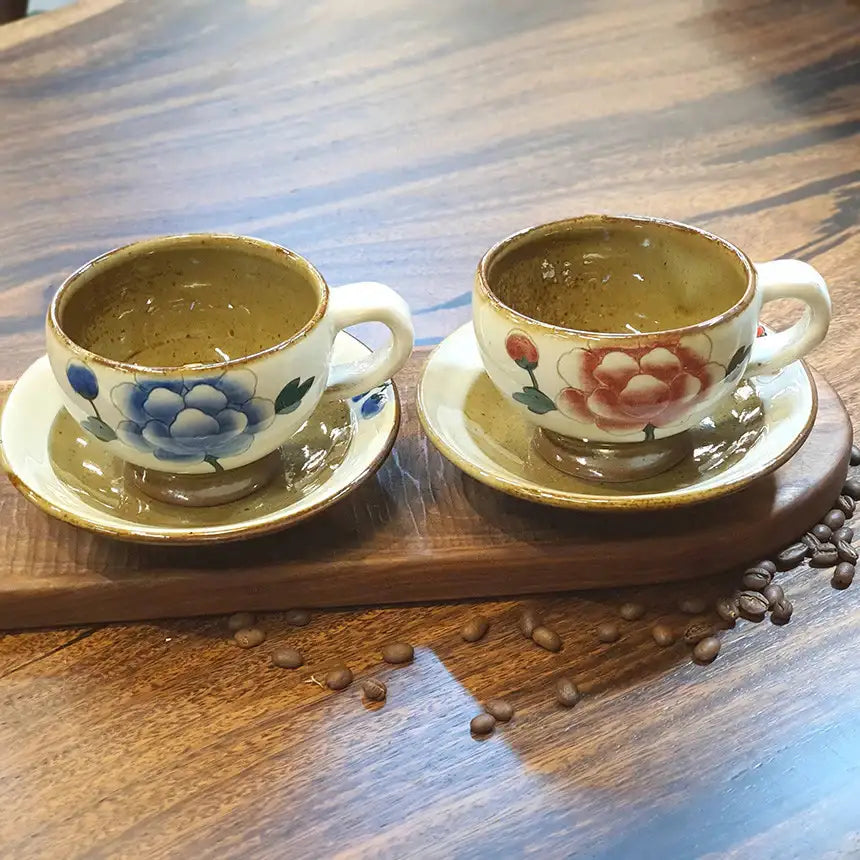 Bosan Pottery - Buncheong Mokdan Porcelain Tea Cup Set - Bosan Pottery - Home & Living, Accessories - Harumio