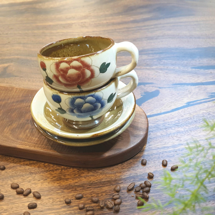 Bosan Pottery - Buncheong Mokdan Porcelain Tea Cup Set