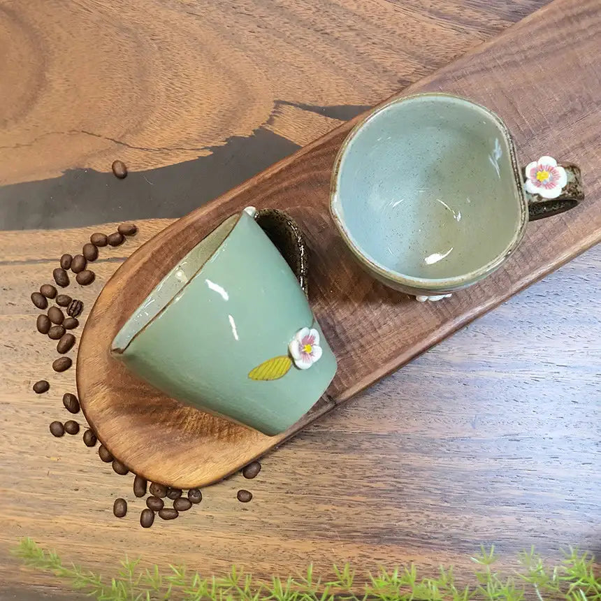 Bosan Pottery - Plum Blossom Porcelain Coffee Mug - Bosan Pottery - Home & Living, Accessories - Harumio